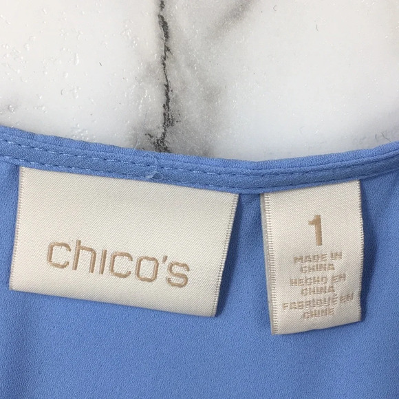 Chico's Blue Kathy Layered Top Womens 1 Medium Split Back Blouse - Picture 11 of 15